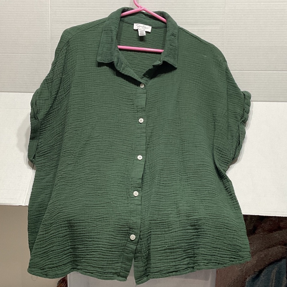 Jessica Simpson Dark Green Button-Down Shirt